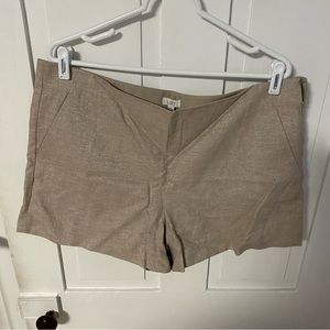 Loft Tan Linen Sparkle Shorts
